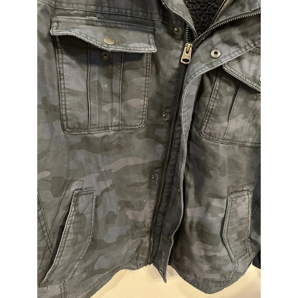 Levi's‎ Camo Print Hooded Military Jacket Sherpa Lined XXL